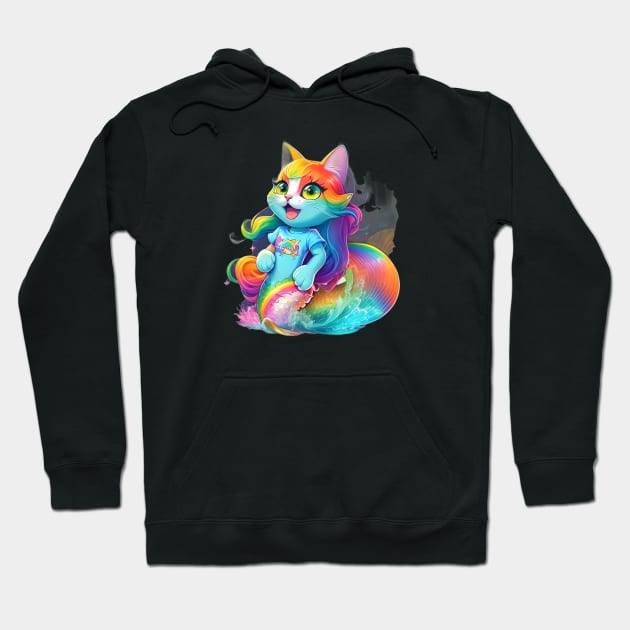 Cat mermaid Rainbow design Hoodie by YeaLove